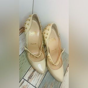 Nude Studded CHRISTIAN LOUBOUTIN Mary Jane pumps